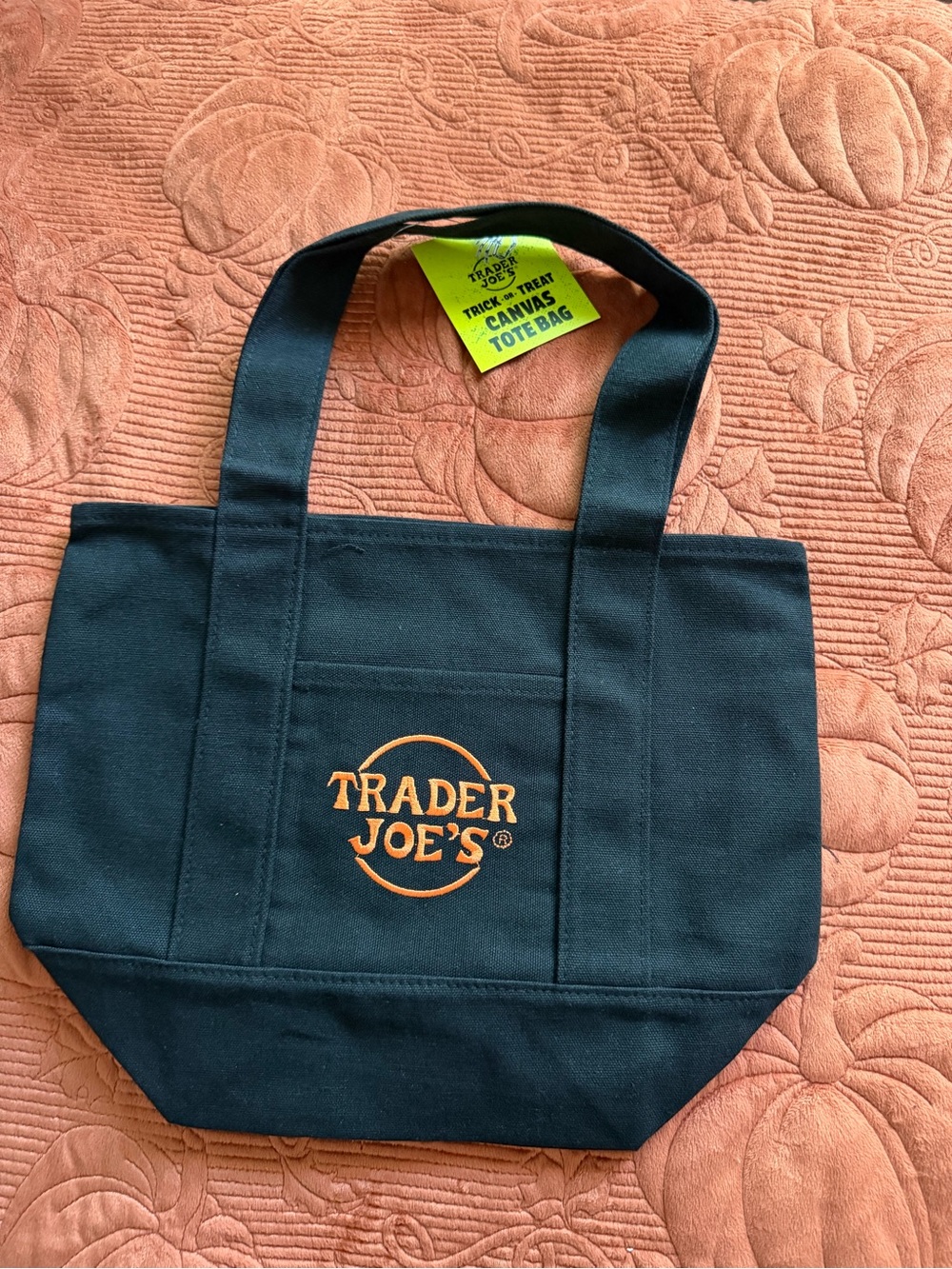 Trader Joe's Black Canvas Tote with Orange Logo